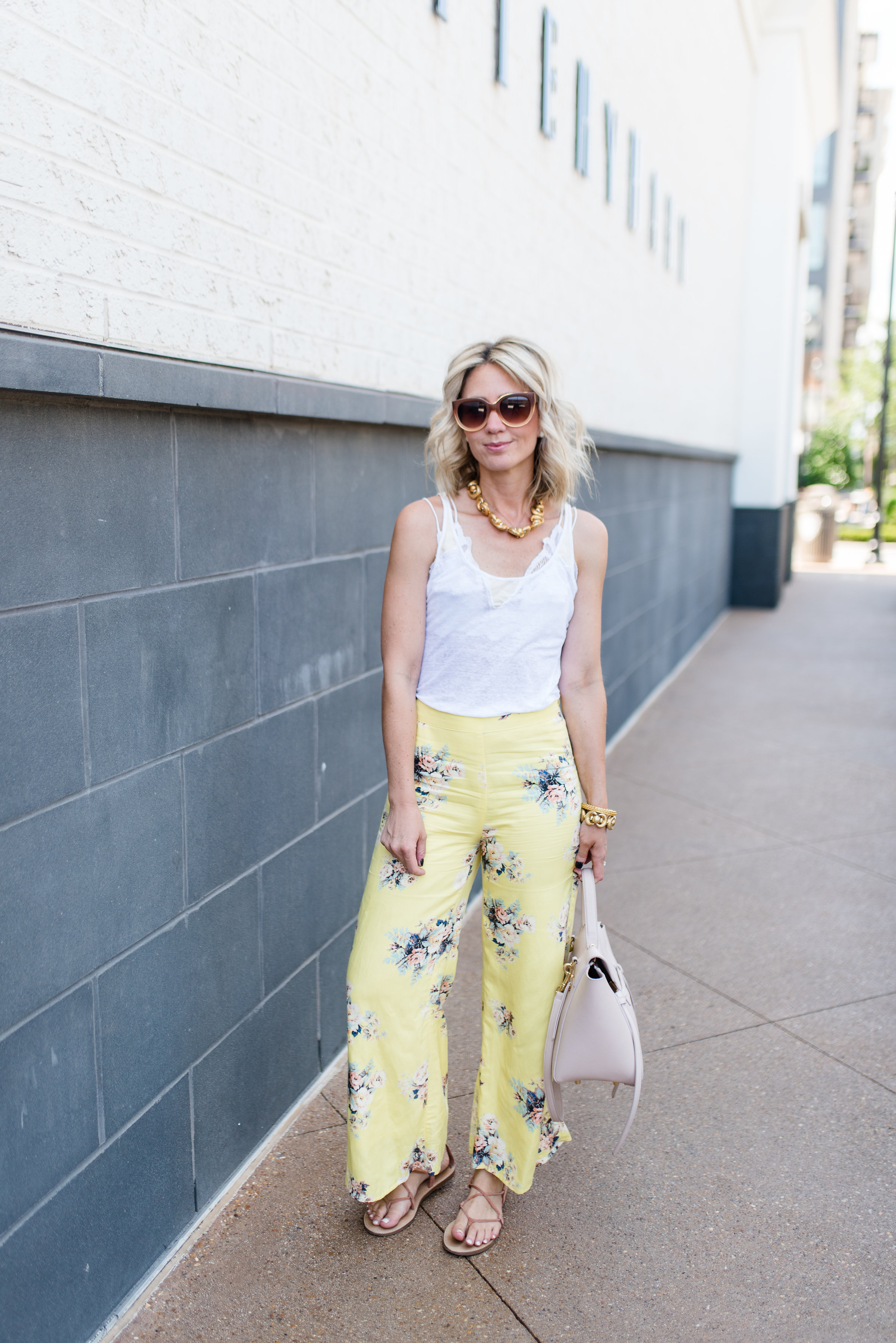 yellow floral pants